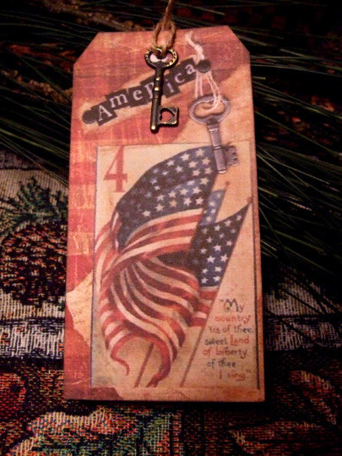 SIX Large Patriotic Americana Primitive Hang Tags /vintage - Etsy