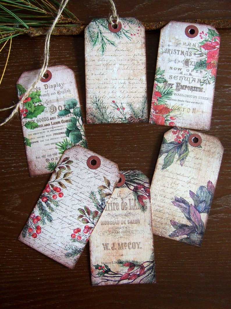 SIX Primitive Christmas in the Country Hang Tags - Etsy