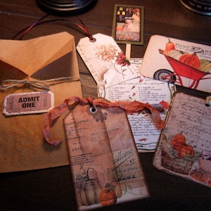 Fall Ephemera Primitive Pumpkin Pickin&#39; Tags - Fall Keepsake Bundle 3