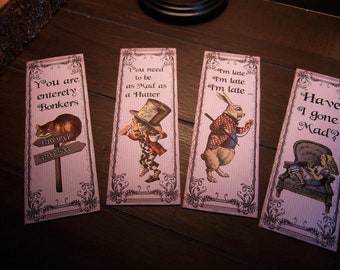 FOUR Alice in Wonderland Bookmarks