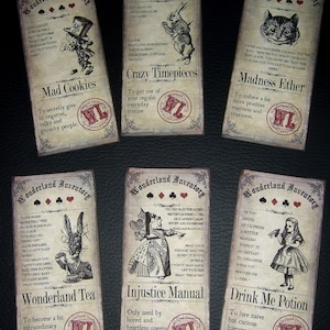 ZES Alice in Wonderland Primitive Hang Tags ~ Bookmarks Gift Tags