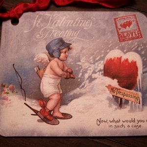 Valentine Postcard Tag - Keepsake - Vintage Inspired Valentine Card