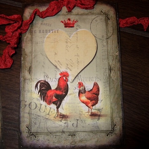 Médaillons ferme - Médaillons anciens pour la Saint-Valentin - Médaillons Amour poulet style vintage