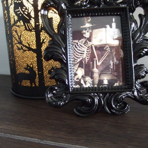 Gothic Picture Frame - BAROQUE FRAME ~ Gothic Halloween Print ~ Gatsby Ornate Small Frame ~ Classic Victorian Style Frame - Skeleton Print
