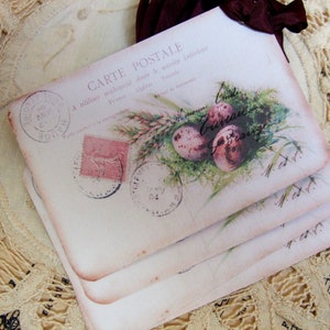 Primitive Anhänger für Shabby Chic Nest ~ Vintage inspirierte französische Cottage Postkarte ~ Andenken