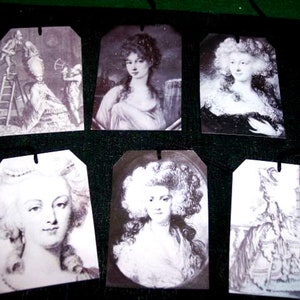 Primitieve Hang Tags ~ SiX Vintage Geïnspireerde Marie Antoinette Gift Tags ~ Franse Land Gift Tags ~ Marie Antoinette Gift Cards