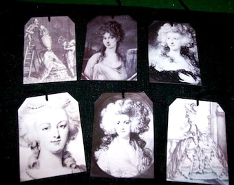 Primitive Hang Tags ~ SiX Vintage Inspired Marie Antoinette Gift Tags ~ French Country Gift Tags ~ Marie Antoinette Gift Cards