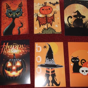 12 Fun and Retro Style Halloween Postcards - Cute, Silly, Halloween Illustration Postcards NO REPEATS
