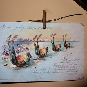 Etiqueta de árvore de Natal - QUATRO cartões postais de Natal inspirados no vintage ~ cartões de lugar ~ mantenha contato ~ banner de decoração