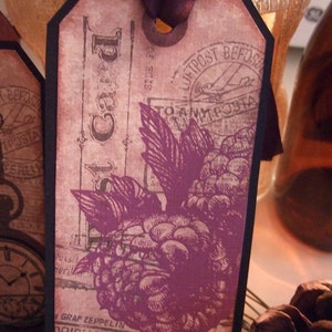 Zes GROTE primitieve hanglabels ~ vintage-stijl dagboeklabels