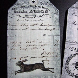 SEI etichette francesi in stile vintage ~ Etichette gallo-coniglio