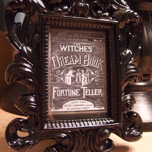 Gothic Halloween Picture Frame - Black Baroque Frame with Witch Dream Book Pic