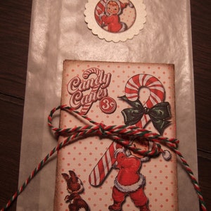 Vintage retro jaren 50 kerstcadeaukaartjes ~ Primitieve kersttoppers - NEGEN cadeaukaartjes in retrostijl - spandoek - plaatskaarten