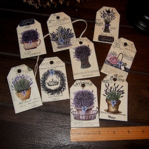 Etichette lavanda francese / Etichette stile botanico NINE Petite - Etichette regalo stile vintage - Etichette per diario