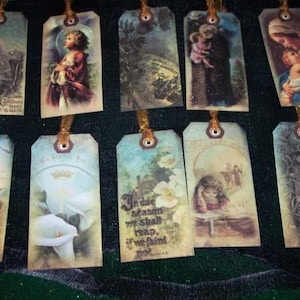 DIX étiquettes vintage inspirées de la Sainte Famille, Mère Marie et fils