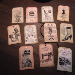 Sewing Notions Tags, Petite Vintage Inspired