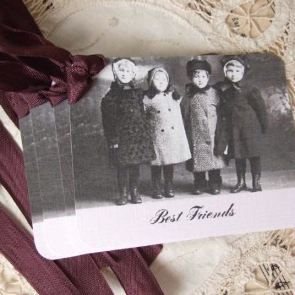 Vintage Inspired Childhood Friends Best Friend Hang Tags / Vintage Gift Tags / Keepsake