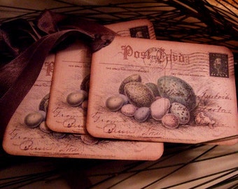 Vintage Inspired Nest Eggs Postcard Scrapbook Hang Tags Vintage Gift Tags~Keepsake