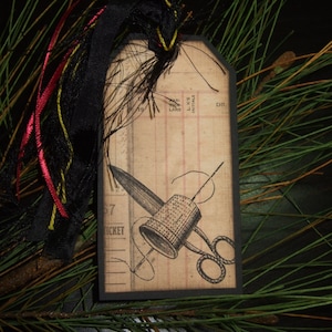 SIX naailabels - grote primitieve naailabels / Shabby Chic naailabels vintage cadeaulabels / aandenken