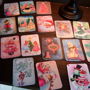 Etichette regalo di Natale retrò vintage anni '50 ~ SEVENTEEN petite Etichette regalo di Natale in stile vintage / Ricordi / Etichette rosa retrò