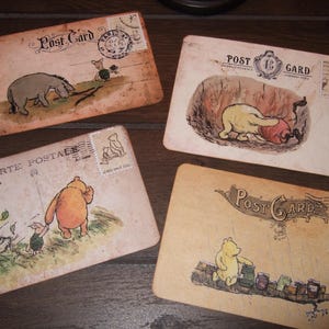 NOUVELLES cartes postales Winnie l'ourson classiques de style vintage ~ Cartes postales pour enfants ~ Toppers pour cartes ~ Fabrication de cartes ~ Scrapbooking