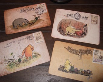 NEW Vintage Style Classic Winnie the Pooh Post Cards ~ Kids Post Cards ~ Card Toppers ~ Card Making ~ Scrapbooking