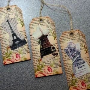 Shabby Tags ~ echsen Shabby Chic Geschenkanhänger ~ Vintage Geschenkanhänger ~ Cottagecore