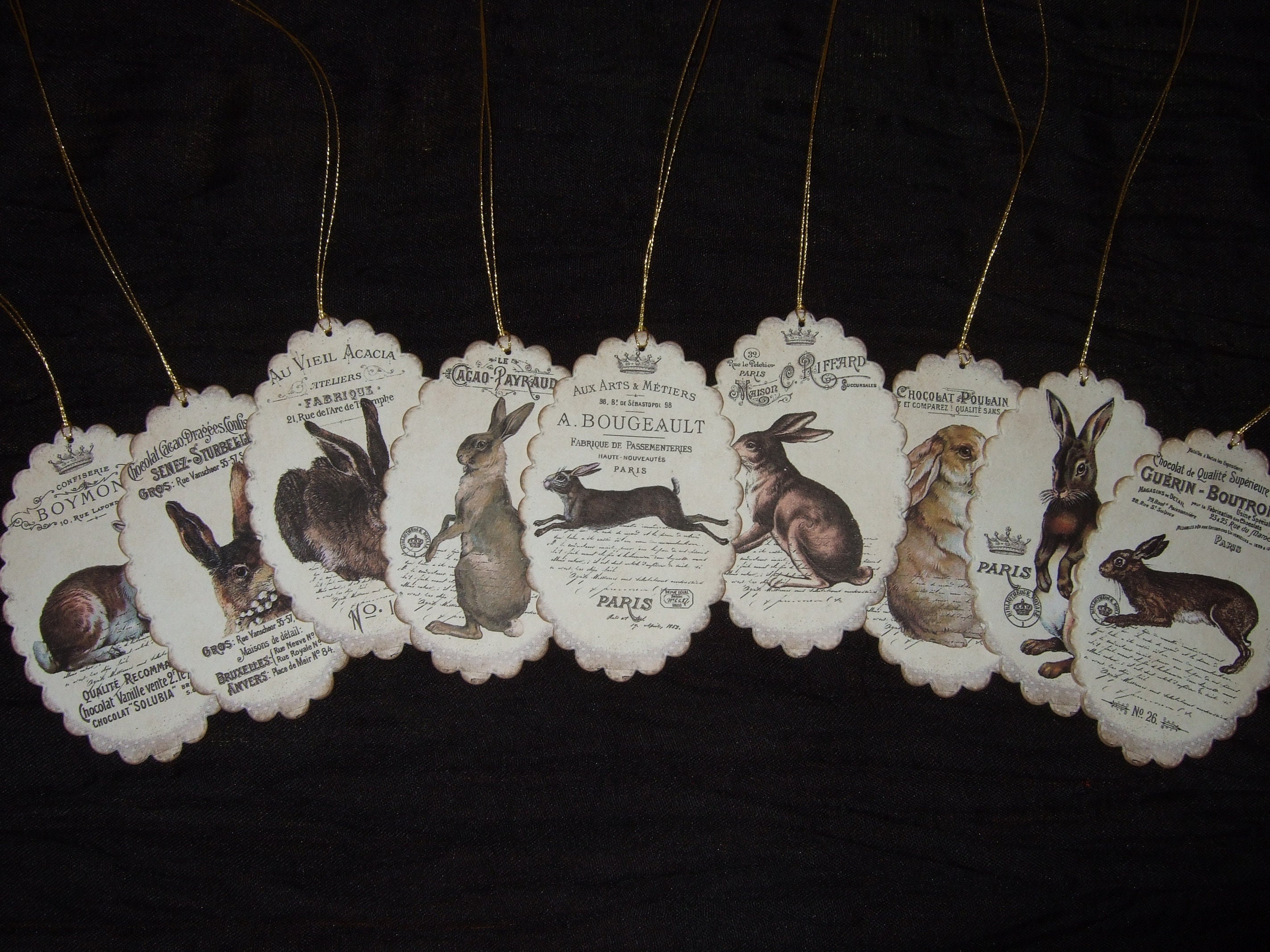 NINE Vintage Style Bunny Tags - Rabbit Tags - Journal Tucks - Gift for ...