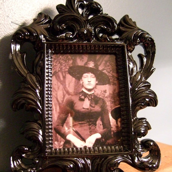 Vintage Style BLACK BAROQUE FRAME ~ Gothic Halloween Picture Frame ~ Gatsby Ornate Small Frame ~ Classic Victorian Vintage Style Frame