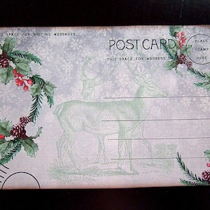 Etiquetas de Natal - Cartões Postais ~ Cartões de Lugar ~ Mantenha Contato ~ Decoração Faixa de Saudação Natal Primitivo
