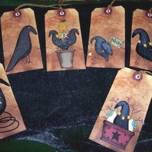 Vintage geïnspireerde kraaienlabels, primitieve kraaienlabels / vintage cadeaukaartjes / aandenken