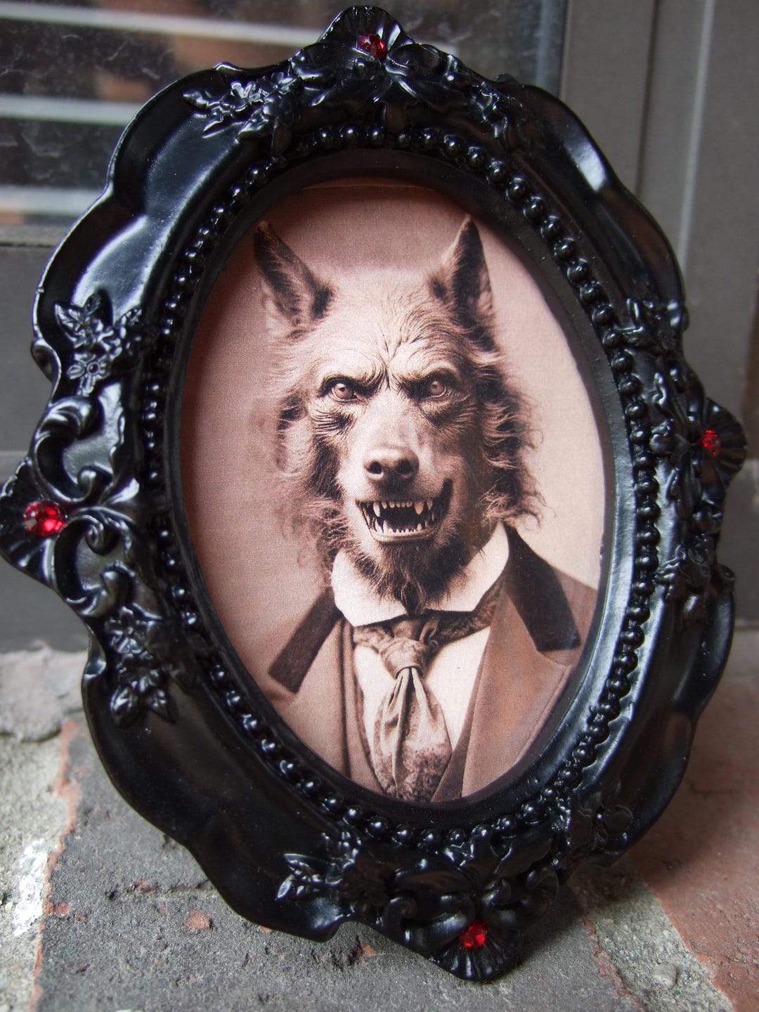 Gothic Halloween Werewolf Art, Ornate Mini Tabletop Frame, Halloween ...