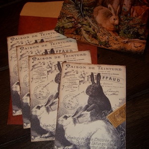 Ostern Vintage Geschenkanhänger Französische Bauernhaus Dekor Journal Ephemera Journal Pocket Shabby Kaninchen Bunny Tags