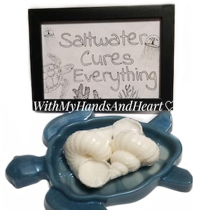 Nautical Gift Set Sea Turtle Dish Silicone Coastal Bathroom Decor Conch Shell Soap Set Nautical Bathroom Accessory Beach House Gift Ocean