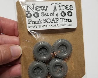 Funny Stocking Stuffers for men Mechanic Prank Products Soap Set of 4 new Tires for 16 year old boy