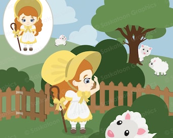 Little Bo Beep Lost Her Sheep Clip Art - Instant Download File - Digital Graphic - Product Artwork - Commercial Use - EPS, PNG, JPEG - #S015