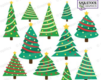 Christmas Tree Clip Art - Instant Download File - Digital Graphics - Product Artwork - Crafts - Commercial Use - EPS, PNG, JPEG - #H020