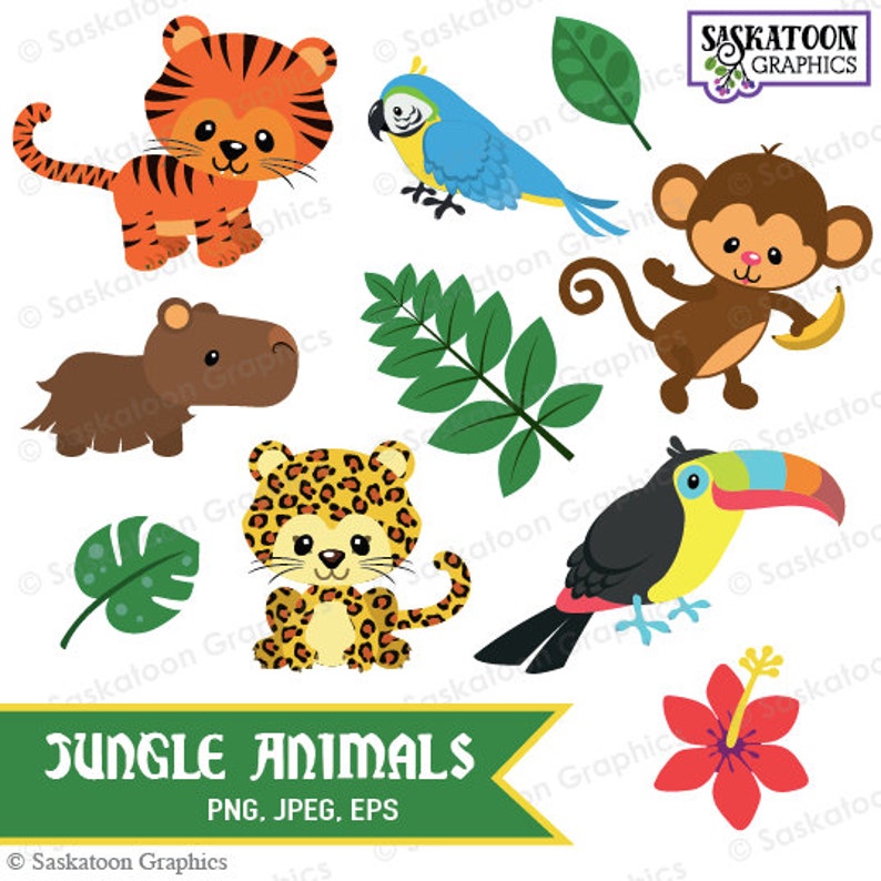 Jungle Animals Clipart Instant Download File Digital | Etsy