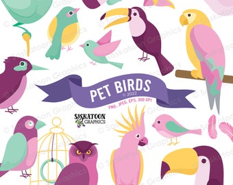 Illustraties huisdiervogels - wilde dieren - direct downloadbestand - digitale afbeeldingen - productkunstwerken - commercieel gebruik - eps, png, jpeg #A043