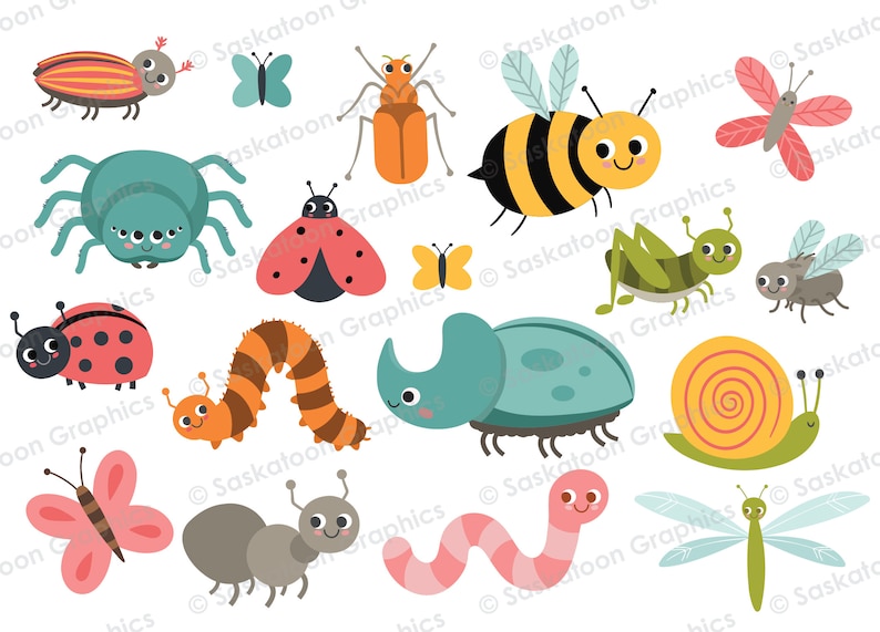 Bugs and Insects Clip Art Instant Download File Digital Graphics Product Artwork Crafts Commercial Use EPS, PNG, JPEG N001 image 2