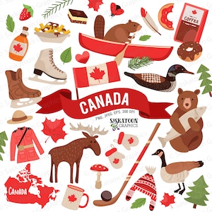 Oh Canada Travel Clip Art - Kanadische Flagge - Welt des nordamerikanischen Kontinents - Landkarte - sofortiger digitaler Download - EPS, PNG, JPEG #T009