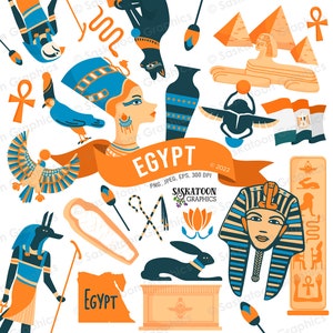 Egypt Travel Clip Art - Egyptian Flag - African Continent World - Country Outline Map - Instant Digital Download - EPS, PNG, JPEG #T006
