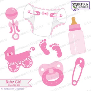Baby Girl Clip Art - Instant Download File - Digital Graphics - Product Artwork - Crafts - Commercial Use - EPS, PNG, JPEG - #B002