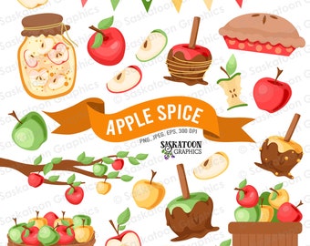 Apple Spice Clip Art - Autumn Vibes - Instant Download File - Digital Graphics - Product Artwork - Commercial Use - EPS, PNG, JPEG #Y020