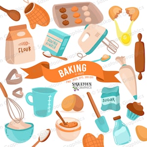 Baking Ingredients Clip Art - Mixer -  Instant Download File -  Digital Graphics - Product Art - Commercial Use - EPS, PNG, JPEG - #HA005