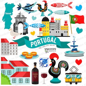 Portugal Travel Clip Art - Portuguese Flag - Continent Country World - Instant Digital Download - Commercial Use - EPS PNG JPEG #T021