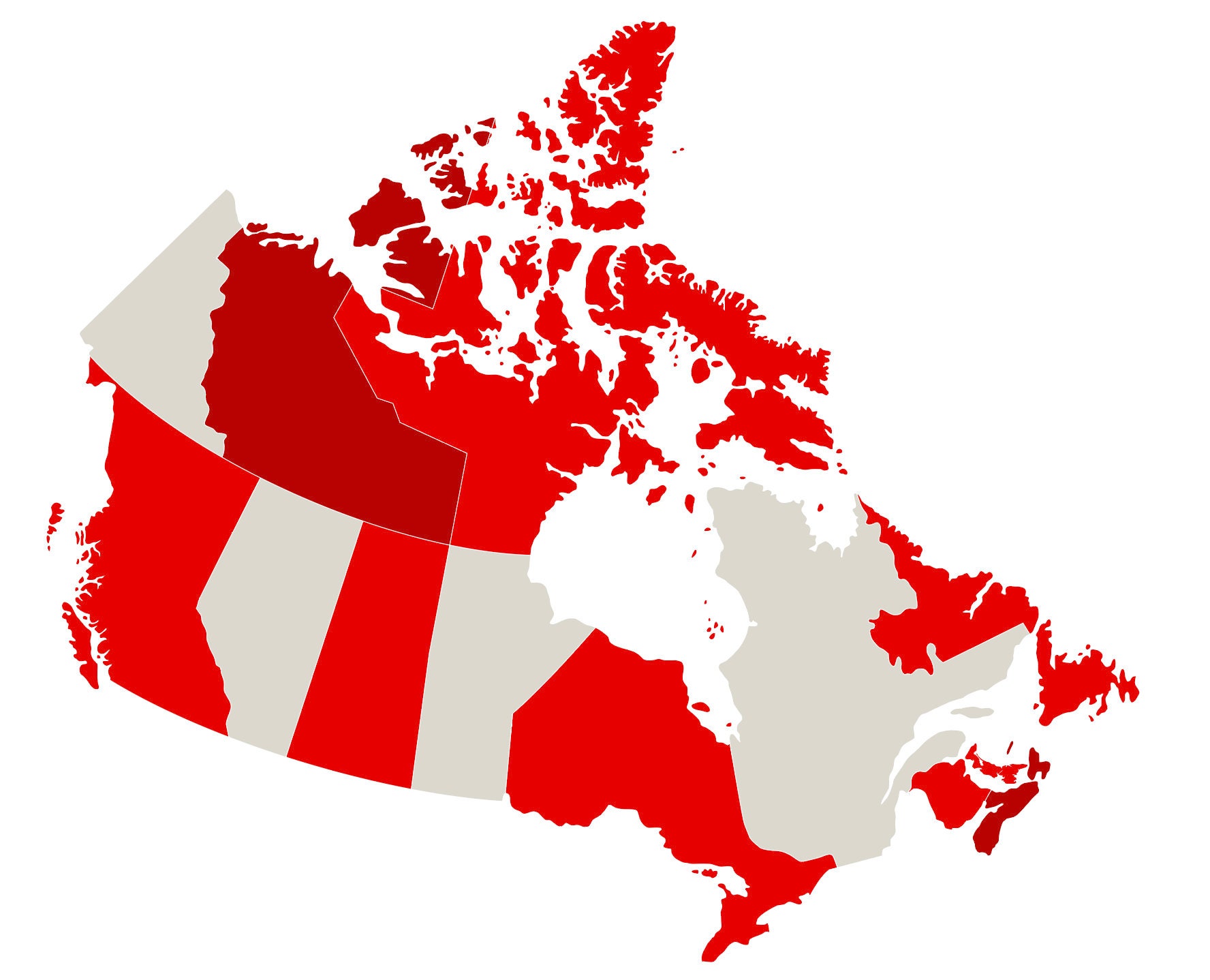 Canada Map Red & White - Flag Clip Art - North America - Instant ...