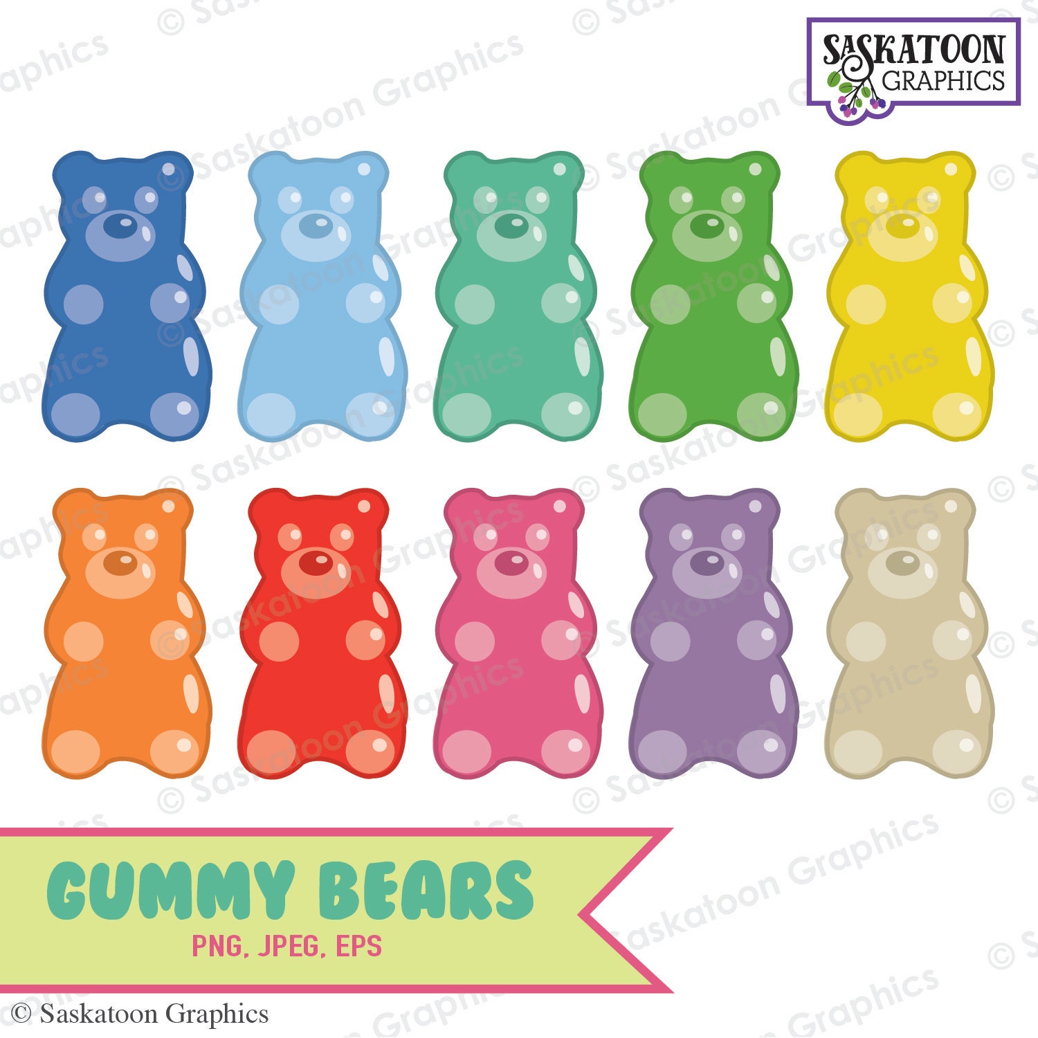 Gummy Bear Clipart Instant Download File Digital Graphics | Etsy