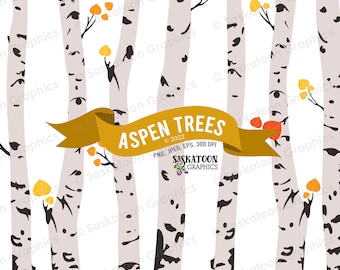 Aspen Tree Fall Leaf Clip Art - Instant Download File - Digital Graphics - Product Artwork - Craft - Commercial Use - EPS, PNG, JPEG - #N003