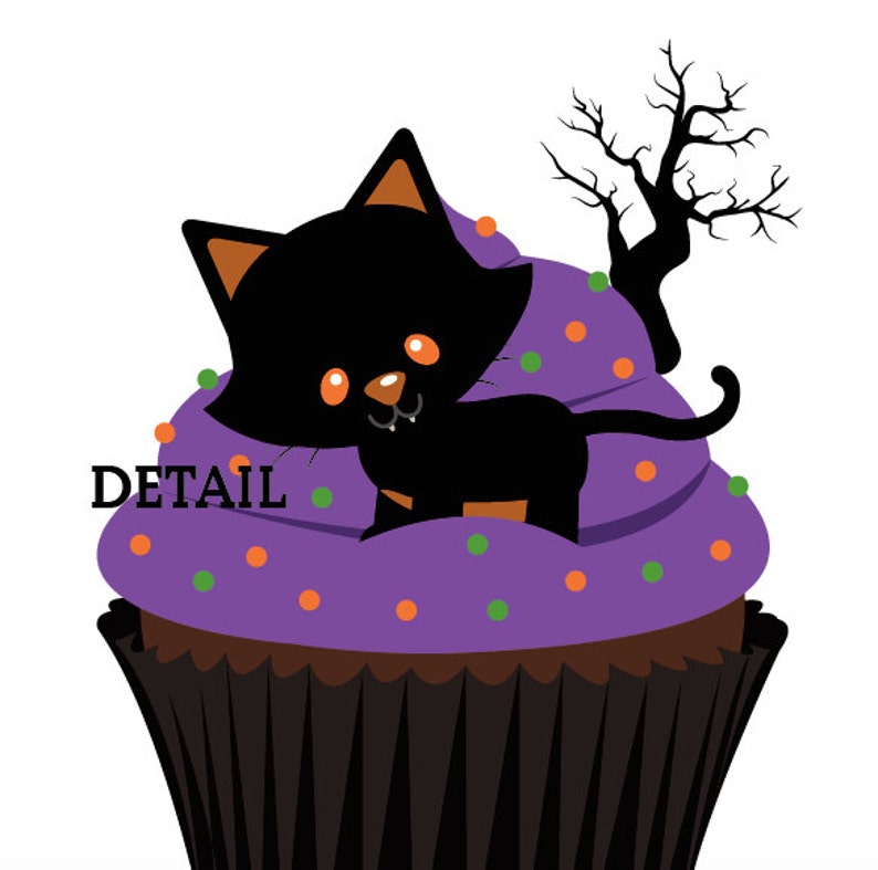 Cute Halloween Cupcakes Clip Art Instant Download File Digital Graphics ...